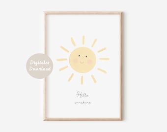 Poster sun "Hello Sunshine" | Boho nursery picture | DIGITAL DOWNLOAD