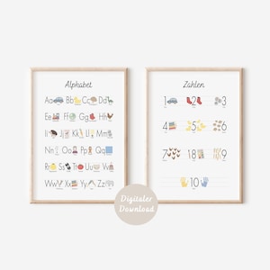 Póster Alfabeto y números | Póster de aprendizaje Montessori para niños | DESCARGA DIGITAL