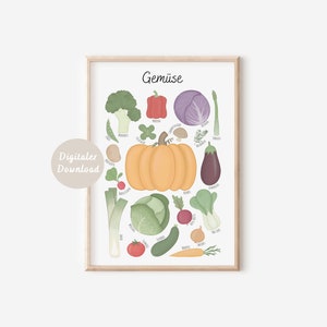 Póster Cocina vegetal | Póster de aprendizaje Montessori para niños | DESCARGA DIGITAL