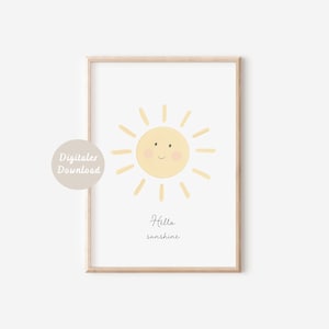 Poster Sonne "Hello Sunshine" | Boho Kinderzimmer Bild | DIGITALER DOWNLOAD
