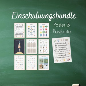 Einschulungsbundle Postkarte zur Einschulung & Posterset | Montessori Kinder Poster