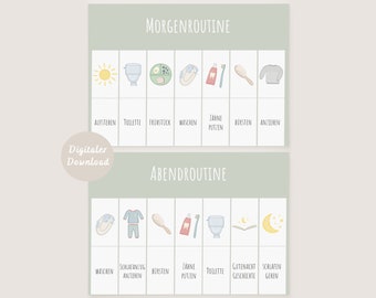 Routine mattutina e routine serale per bambini | Buongiorno/programma serale | DOWNLOAD DIGITALE