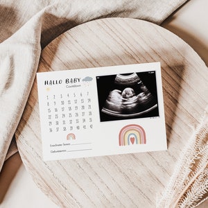 Baby Countdown Karte A5 | Boho Regenbogen
