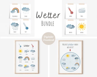 Weather Bundle | Weather Poster + Weather Maps + Weather Wheel / Weather Clock | DIGITAL DOWNLOAD