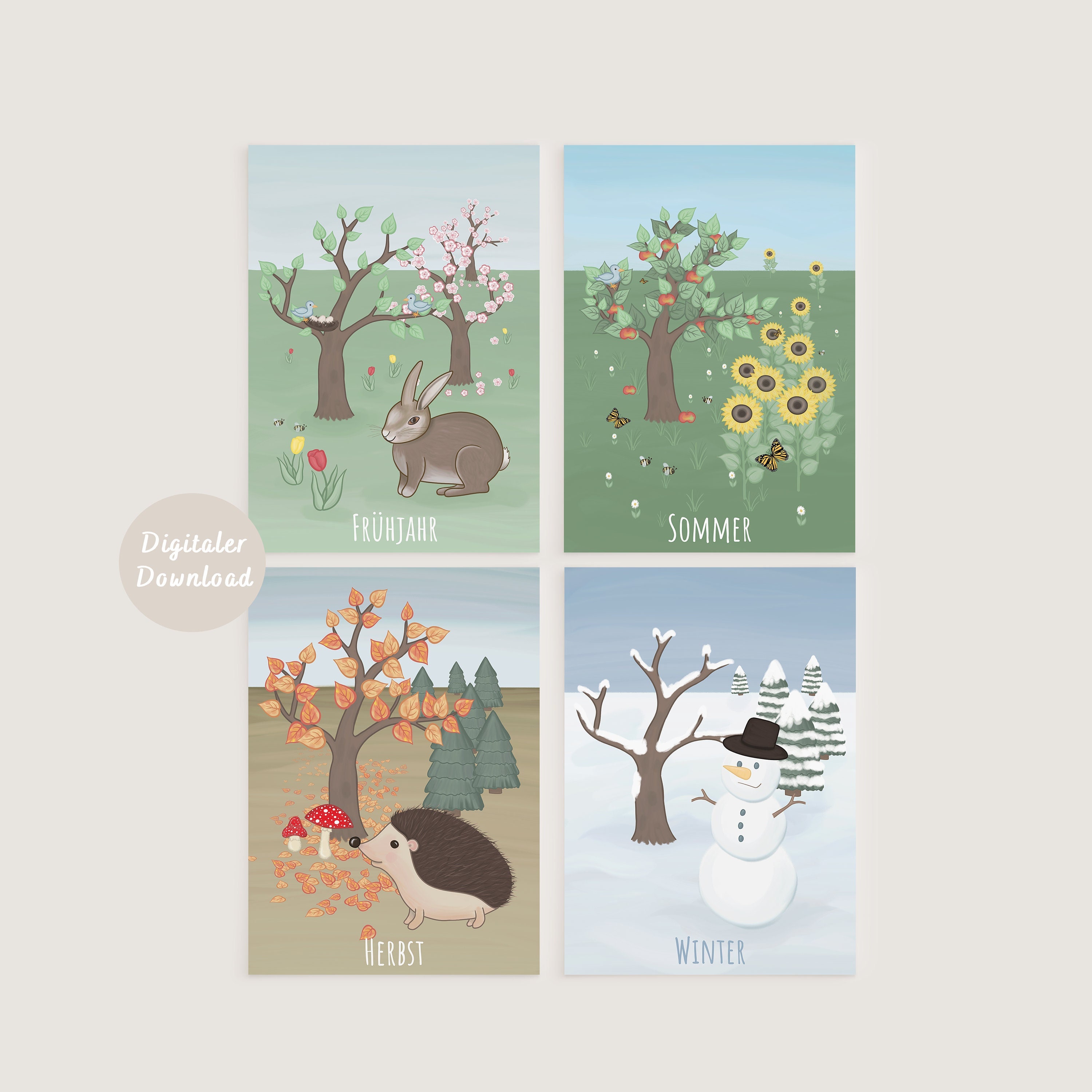 Seasonal cards for children | DIGITAL DOWNLOAD