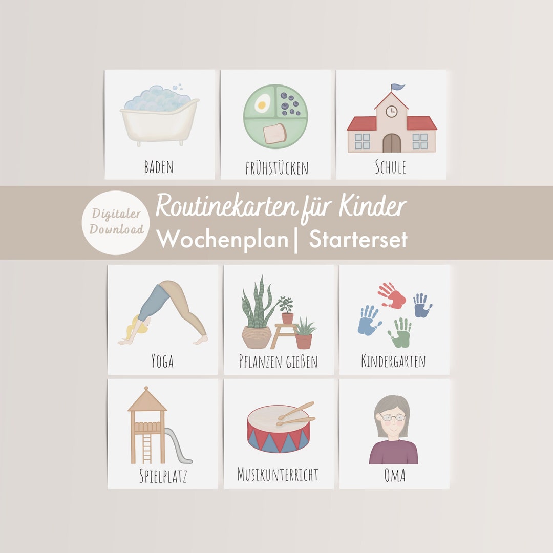 Wochenplan Routinekarten Kinder | Wochenroutine | DIGITALER DOWNLOAD ...