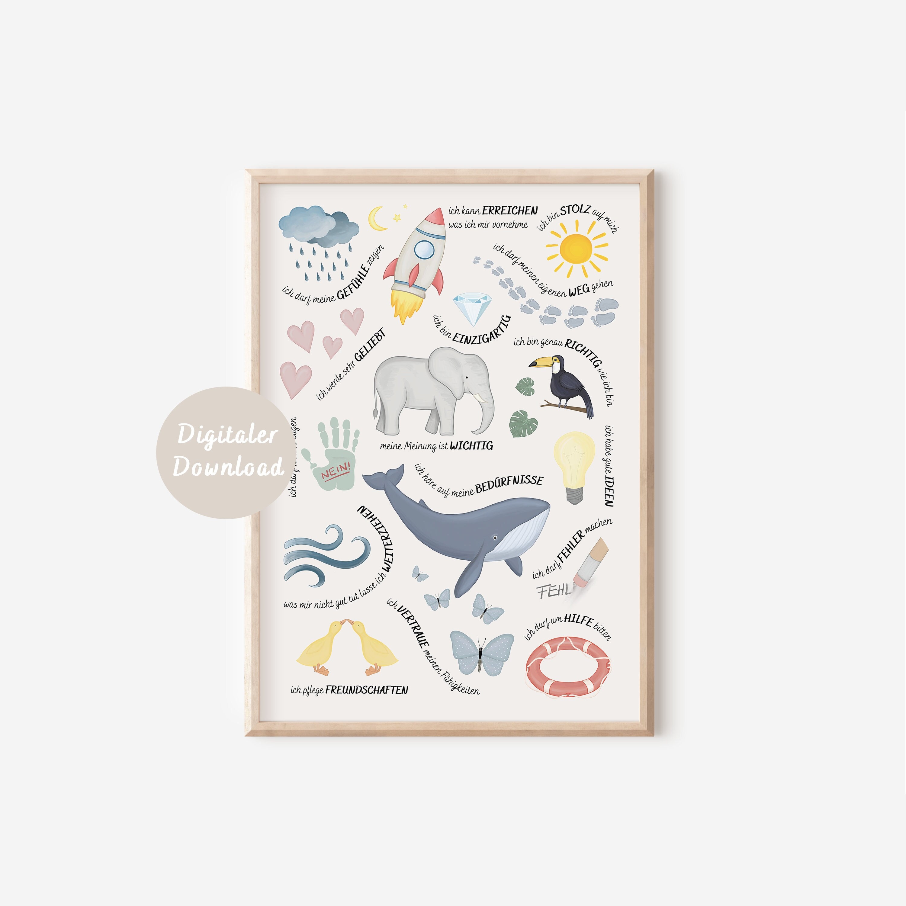 Poster Affirmations Beige Positive Beliefs | Affirmation poster children | DIGITAL DOWNLOAD