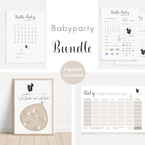 Babyparty Bundle Storch beige | DIGITALER DOWNLOAD