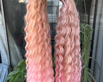 Rose Gold/Light Pink Wavy dread extensions | Synthetic dreadlock extensions | Rose Gold/Pink wavy DE dreadlocks braid in extensions