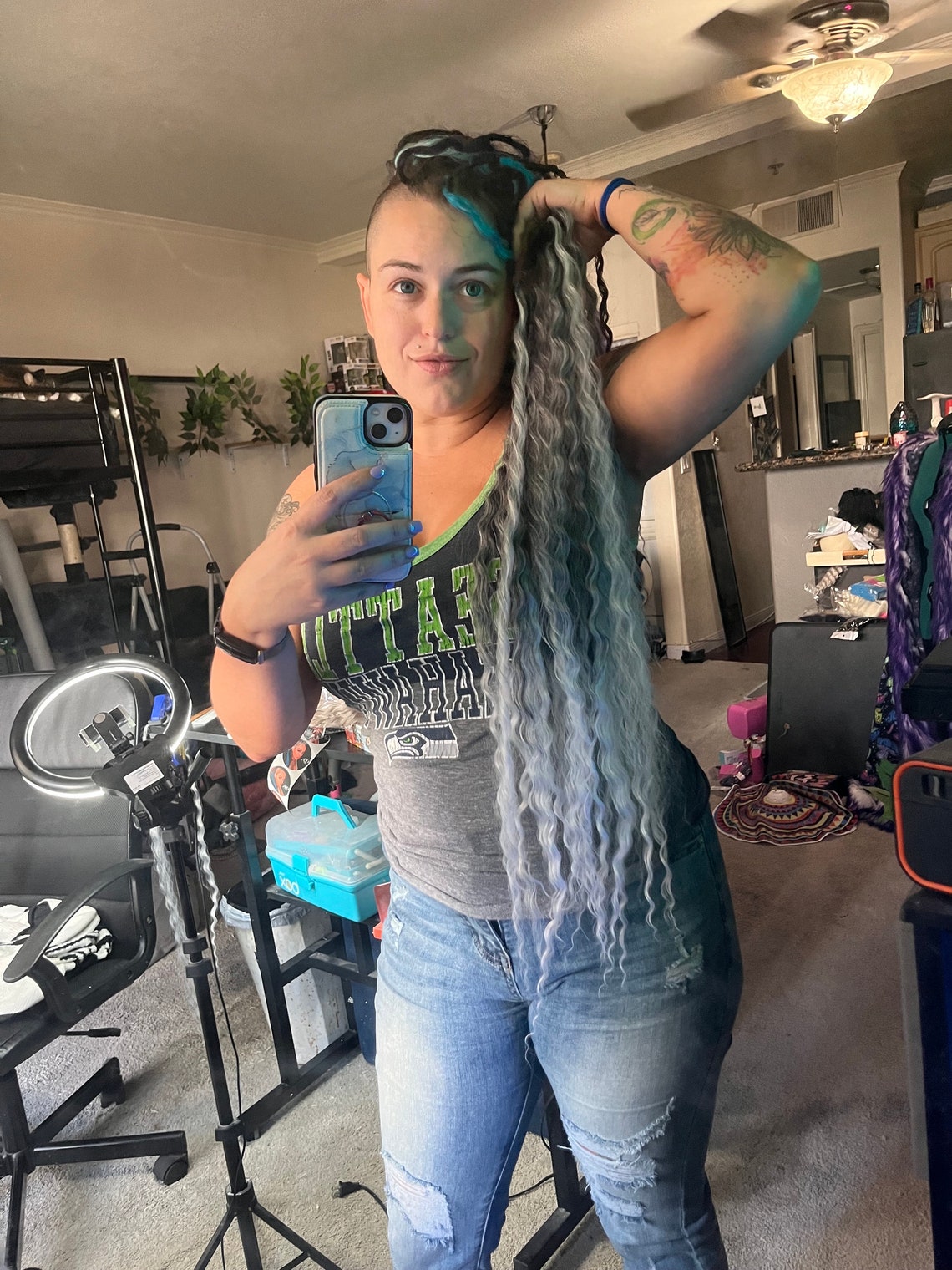 Silver/gray Ombre Wavy Dread Extensions | Synthetic Dreadlock ...