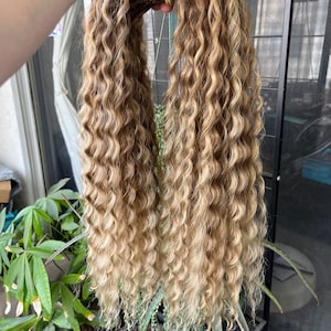 Wavy Synthetic Dreads Synthetic Crochet Dreads Extensions Warm Brown and Sun-Bleached tips. Boho Style Dreads de Dreadlocks Ombre