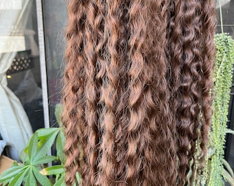 Brunette wavy dread extensions | Synthetic dreadlock extensions | Chocolate Brown wavy DE dreadlocks braid in extensions