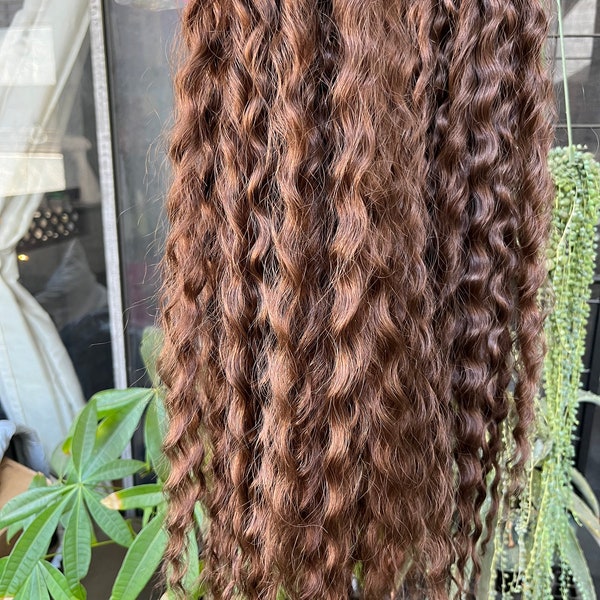 Brunette wavy dread extensions | Synthetic dreadlock extensions | Chocolate Brown wavy DE dreadlocks braid in extensions