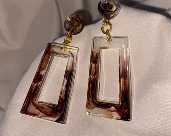 Rectangular Resin Earrings. Ready to ship. Gifts for her. Last minute Gift. Handmade Jewelry for her. Next day ship. Affordable gifts.