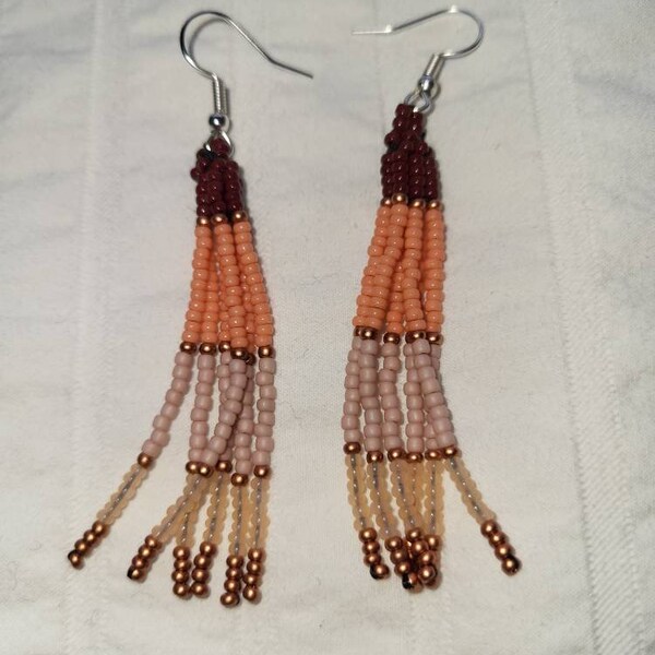 Native American Beaded Earrings Neutral