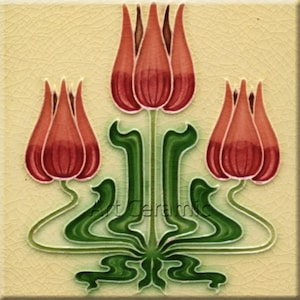 Lareira de parede em cerâmica Art Nouveau e azulejo #0069