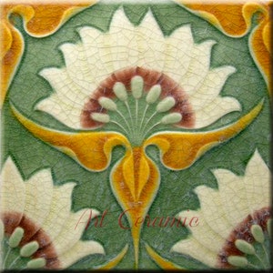 Art Nouveau Ceramic wall fireplace a tile #0282