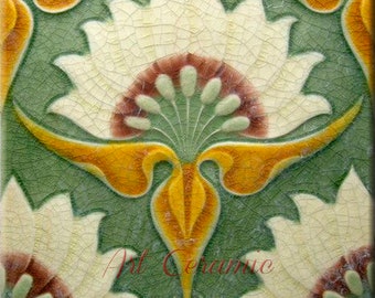 Art Nouveau Ceramic wall fireplace a tile #0282