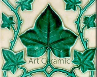 Art Nouveau Ceramic wall fireplace a tile #0213