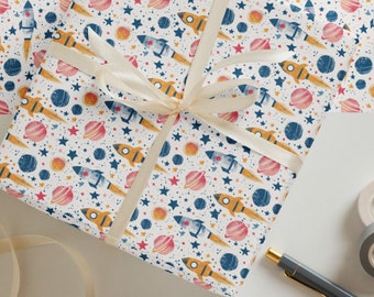 Space Adventure Wrapping Paper – Kids' Birthday Gift Wrap, Set of 3