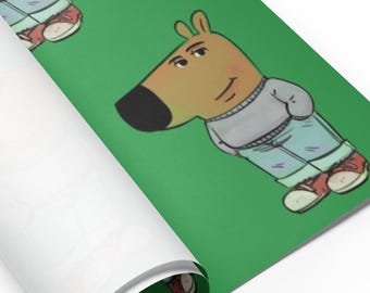 Chill Guy Meme Christmas Wrapping Paper Sheets, Funny Holiday Gift Wrap Set of 3