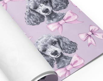 Poodle Wrapping Paper Sheets  Watercolor Dog Pattern Gift Wrap, Set of 3
