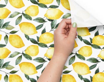 Lemon Wrapping Paper Sheets, Citrus Fruit Pattern Gift Wrap, Set of 3