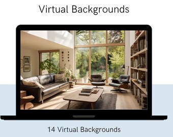 Modern Office Virtual Backgrounds: Shelving Styling PNGs (Digital Download)
