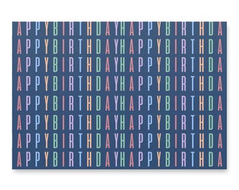 Marinblått födelsedagspresentpapper - Festlig pastell födelsedagsdesign