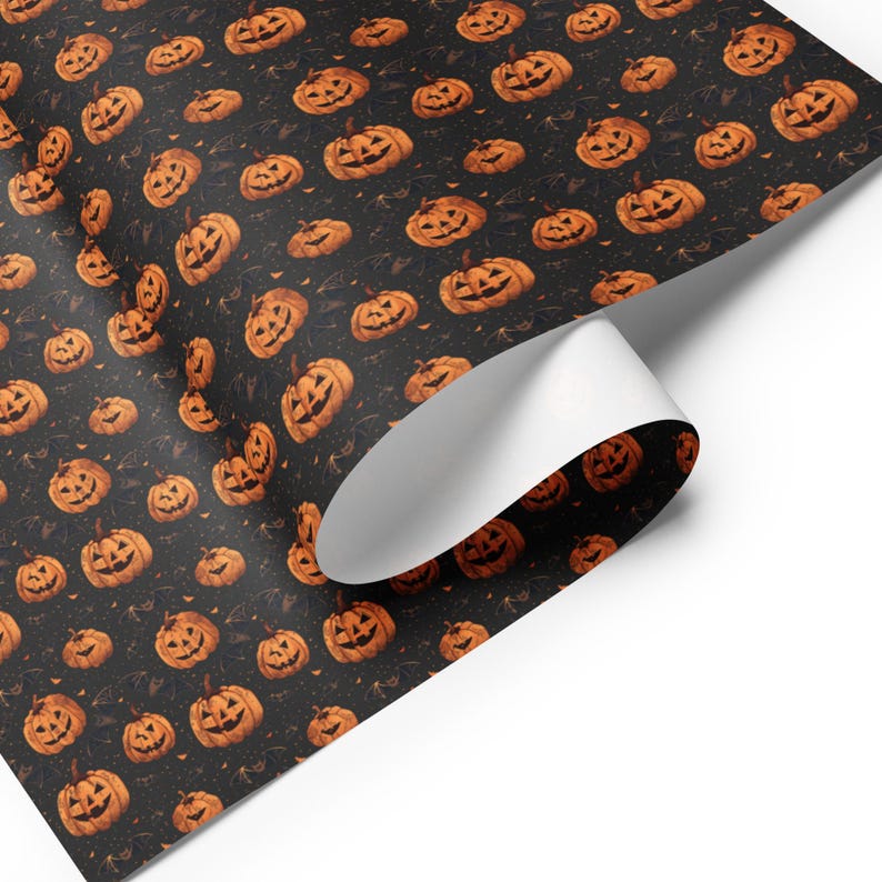 Halloween Wrapping paper sheets, Pumpkin & Bats Halloween Wrapping Paper