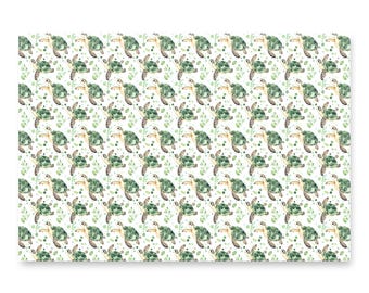 Akvarell havssköldpadda omslagspapper – presentpapper med havstema (set om 3)