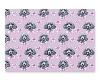 Presentpapper med pudelmotiv, akvarell hundmönster, presentpapper, set om 3