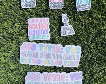 Sticker Bundle of 7 Stickers Vocational Rehabilitation Counselor VRC Supporter Advisor Listener Counselor Stickers