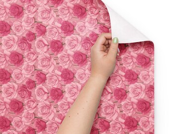 Pink Rose Wrapping Paper Sheets, Floral Lace Pattern Gift Wrap Set of 3