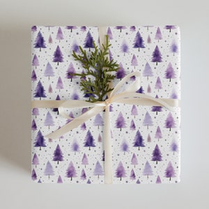 Elegante carta da regalo viola per albero di Natale - Set di 3 fogli di carta da regalo di alta qualità per le feste