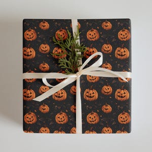 Halloween Wrapping paper sheets, Pumpkin & Bats Halloween Wrapping Paper