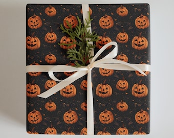 Halloween Gift Wrap Sheets – Jack O' Lanterns & Bats, Matte Finish