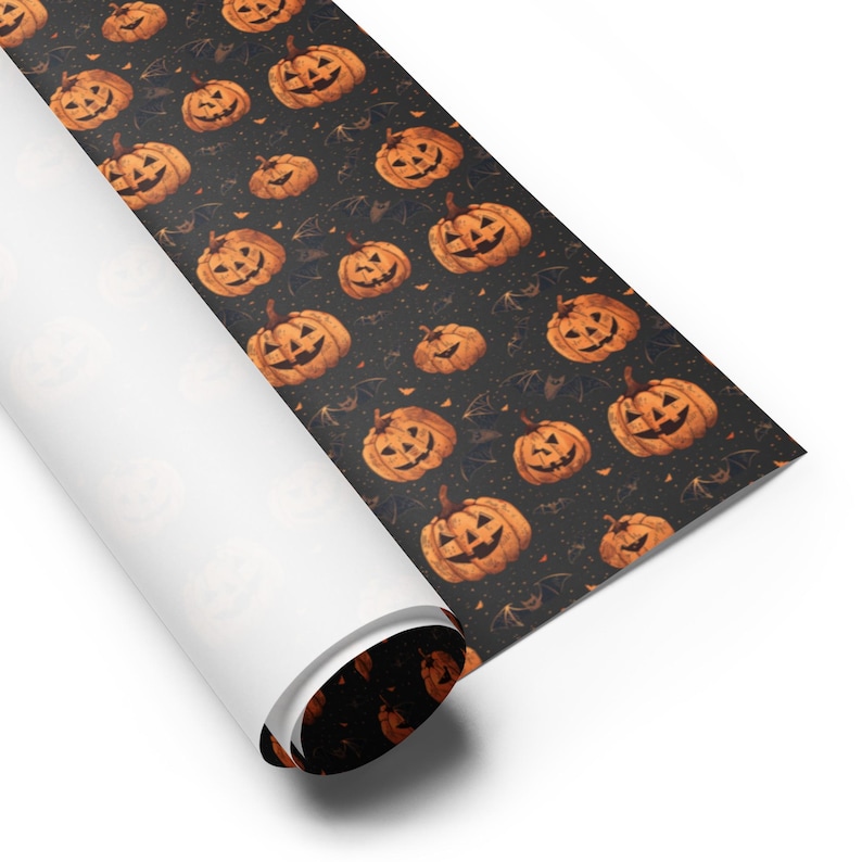 Halloween Wrapping paper sheets, Pumpkin & Bats Halloween Wrapping Paper