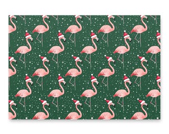 Julklappspapper med flamingomotiv och tomtemotiv - 3-pack