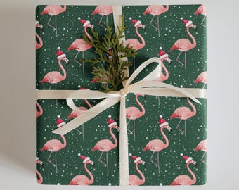 Flamingo Santa Hat Christmas Wrapping Paper - Set of 3