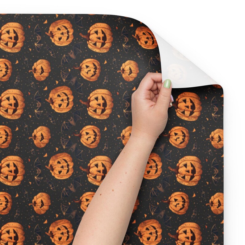 Halloween Wrapping paper sheets, Pumpkin & Bats Halloween Wrapping Paper