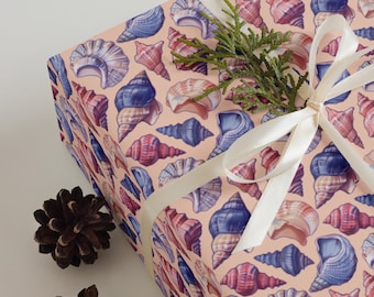 Pastel Seashell Paradise Wrapping Paper Sheets - Vibrant Coastal Elegance