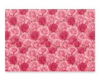 Rosa ros omslagspapper, blommigt spetsmönster presentpapper set om 3