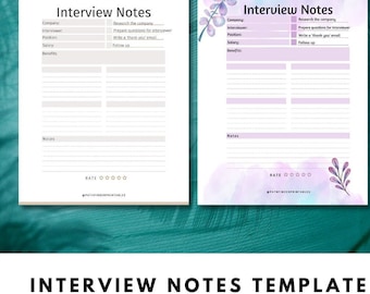 Plantilla de notas de entrevista: Seguimiento de búsqueda y solicitud de empleo (PDF)