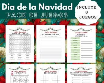 Dia de la Navidad - Juegos y Actividades en Español - Christmas Family Games & Activity Worksheets in Spanish