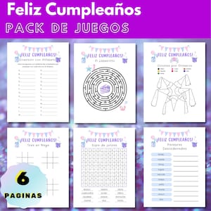 Feliz Cumpleaños Juegos y Actividades en Español- Birthday Games & Activity Spanish, sopa de letras, laberinto, colorea - pdf imprimible