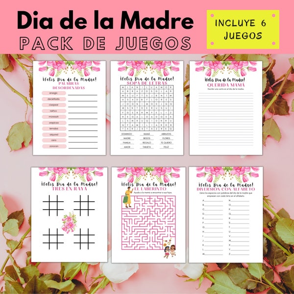 Dia de la Madre Juegos y Actividades en Español - Mother's Day Games & Activities Spanish Bilingual - Sopa De Letras, El Laberinto
