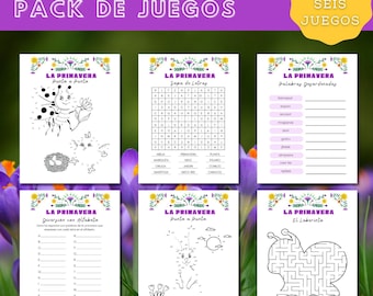 La Primavera Spanish Learning Games: Spring Season Word Search, Maze (PDF)