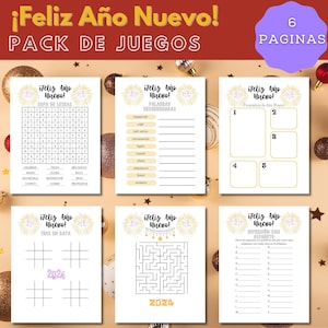 Feliz Año Nuevo - Juegos y Actividades en Español - Juegos familiares de Año Nuevo y hojas de trabajo de actividades en español - Búsqueda de palabras imprimibles, Laberinto