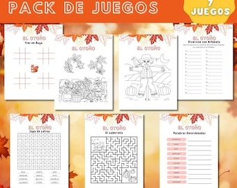 El Otoño Spanish Autumn Games & Activities: Word Search, Maze (PDF)